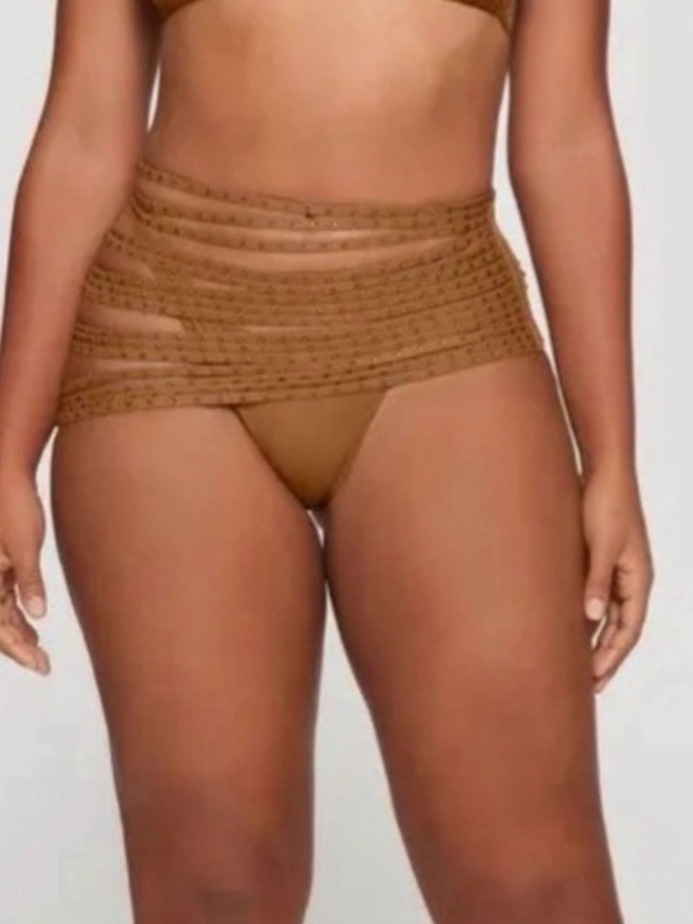 NWT SKIMS Swim Swimsuit Strappy Almond Rhinestone Coverup Skirt Size 3x